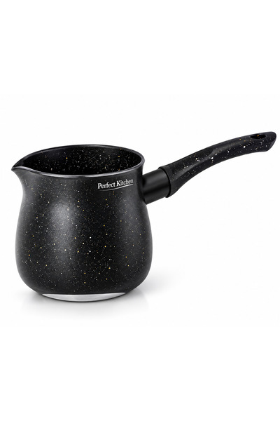 Perfect Kitchen Turkish Coffee Pot 8.5 cm – Black Nonstick Coated Coffee Warmer with Ergonomic Handle, Small Milk & Butter Melting Pot for Turkish Coffee and Sauces