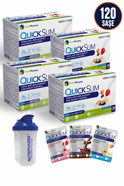 NUTRIPHARMA QUICK SLIM Yüksek Proteinli Shake - 120 Saşe - Shaker Hediye - Öğ...