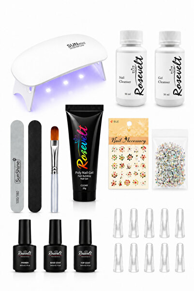ROSEVELT Mini Protez Tırnak Poly Gel Seti Eğitim Videolu Nude Pembe 08