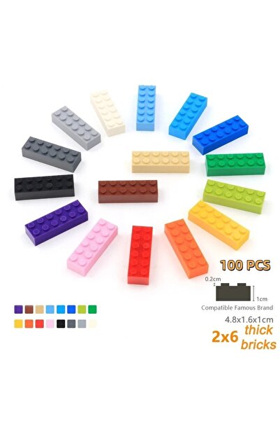 Choice4 Mixed Color 100pcs 2x6 Dot DlY Building Blocks ThickFigures Bricks Ed...
