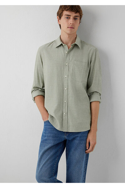 Mavi Cepli Yeşil Gömlek Regular Fit / Normal Kesim 0212105-71476