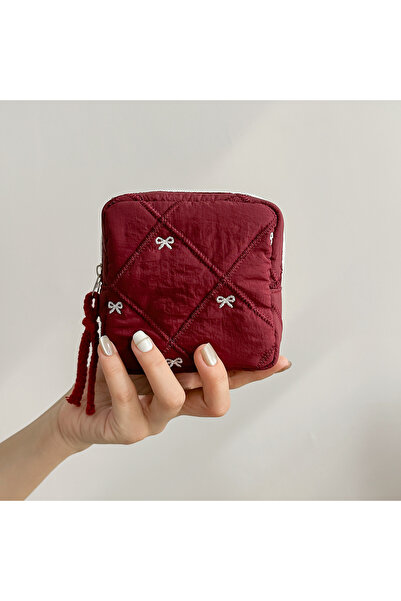 Choice1 Red bow 2025 New quilted love cosmetic bag, travel portable toiletry ...