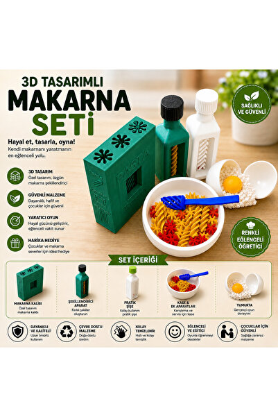 Dinç Spor 3D Tasarımlı Eğitici Makarna Yapım ve Şekillendirme Oyun Seti – Çoc...