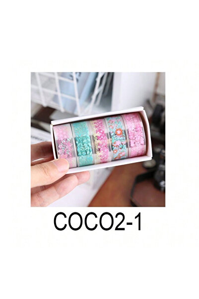 Choice5 JDX-574 5 Rolls/Box of vintage Flower Washi Tape, Small Floral Transp...