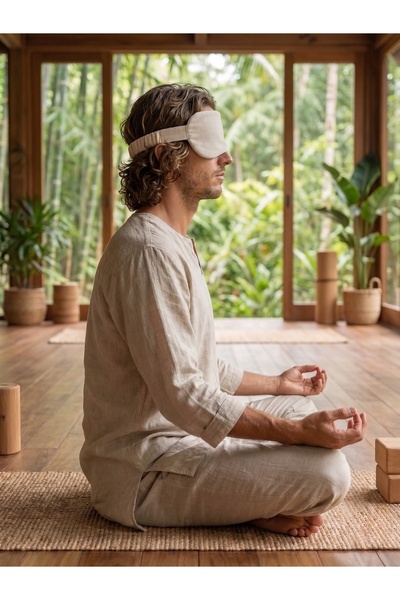 Lorenzella Lavender Filled Yoga, Shavasana, and Meditation Eye Pillow - Natural Fabric Sleep Band