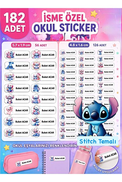 Buki'nin Atölyesi İsme Özel Okul Etiketi Kalem Defter Etiketi Sticker Kız Erk...