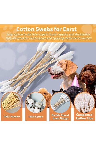 Choice4 1000pcs 15cm double Pet 12/15cm Long Cotton Swabs ProfessionalCat Cot...