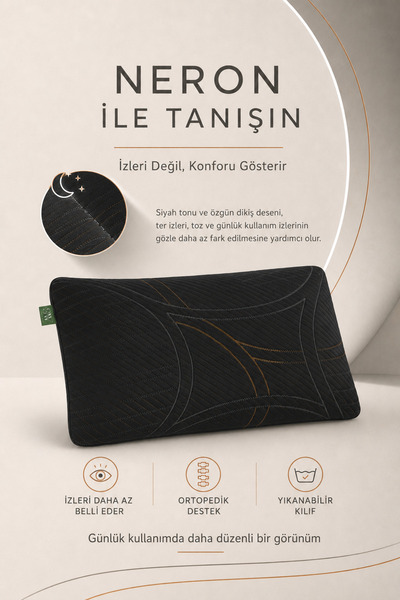Sawinno Neron Ortopedik Visco Yastık 60x40x14 cm – Hava Geçirgen Siyah Kılıfl...