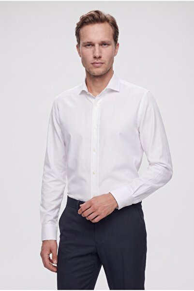 D'S Damat Cămașă albă simplă Ds Groom Slim Fit