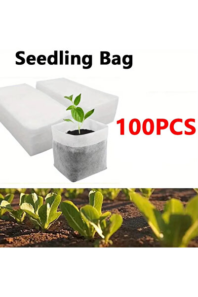 Choice G1672A 100pcs Biodegradable Seed Nursery Bags, Non-Woven Plants GrowBa...