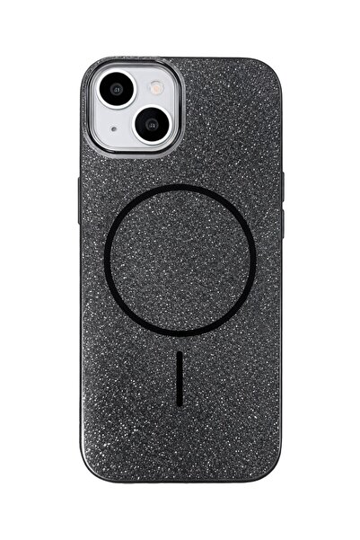 Vissona iPhone 15 Kılıf – MagSafe Uyumlu – Simli Lüks Silikon Telefon Kılıfı