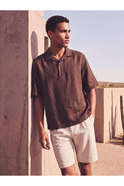 LC Waikiki Nevavm Farklıluk by Difference Resort Collar Men's Linen Shirt