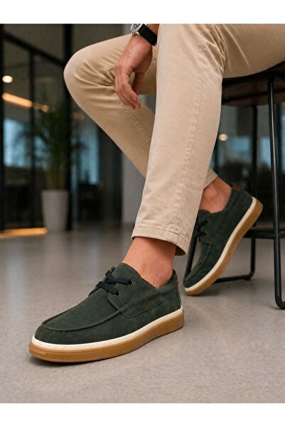 ERKEK HAKİ SÜET GÜNLÜK AYAKKABI-KAYMAZ TABAN CASUAL ŞIK LOAFER