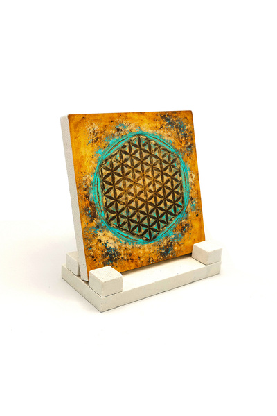 Sadrazam Σύμβολο του Λουλουδιού της Ζωής Τυπωμένη Πέτρινη Βάση Γραφείου 10x10...