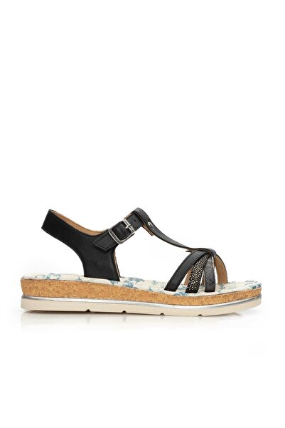 UrbanShoes Sandale dama cu talpa joasa din piele naturala - 492 Negru box