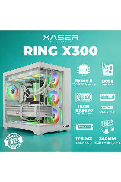 XASER Ring X300 Ryzen 5 7500X3D 32GB DDR5 Ram 1TB M.2 NVMe SSD 16GB RX9070 Ma...