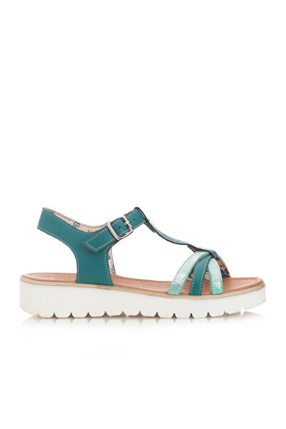 UrbanShoes Sandale cu talpa joasa dama din piele naturala,Leofex - 209 Verde box
