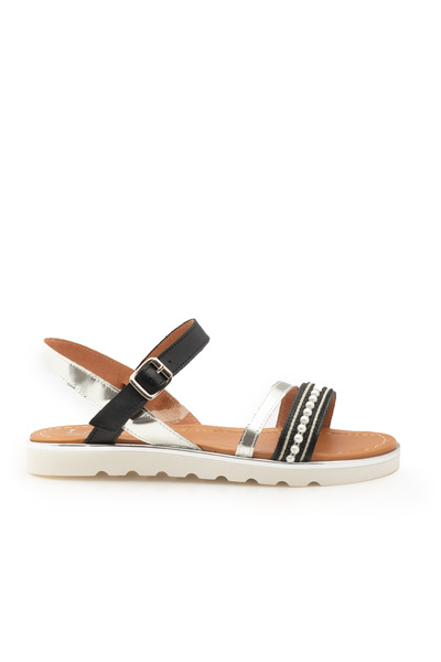 UrbanShoes Sandale cu talpă joasă damă, din piele naturală, Leofex- 208 Negru...