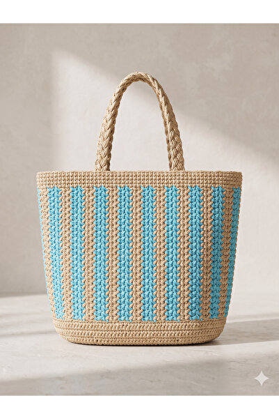 Luminos Butik Τιρκουάζ Ψάθινη Τσάντα CNT1035