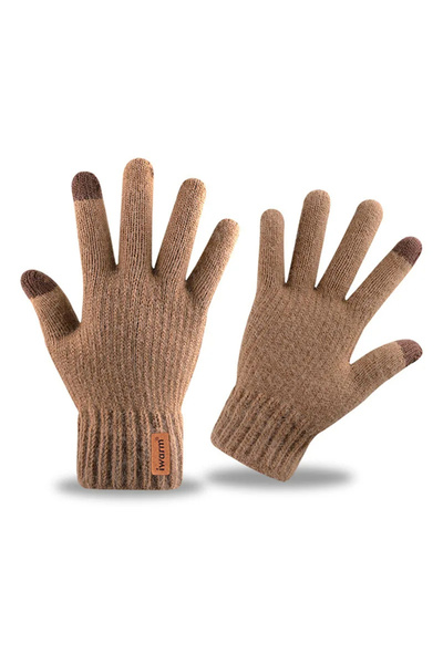 Iwarm Mănuși (ST0016) - din lână de alpacă, mărime 22cm - Culoare cafea, util...