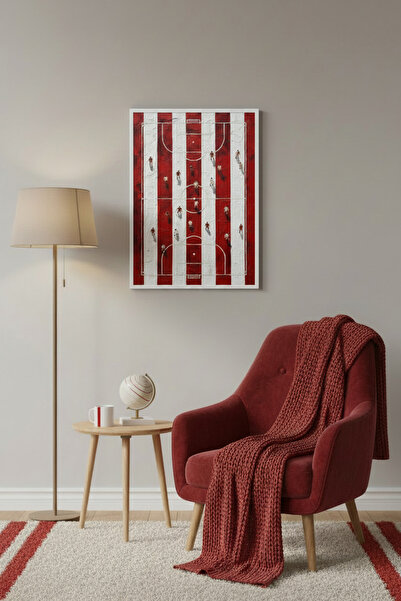 huhuli Huhu3120 Κόκκινοι και λευκοί ριγέ χώροι ποδοσφαίρου με λευκό περίγραμμ...