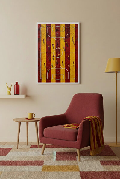 huhuli Huhu3119 Κίτρινο και κόκκινο ριγέ γήπεδο ποδοσφαίρου με λευκό περίγραμ...