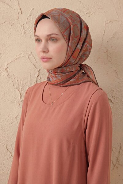 Silk Home Soft Eşarp Geometrik Desen Uçuk Vizon 90x90