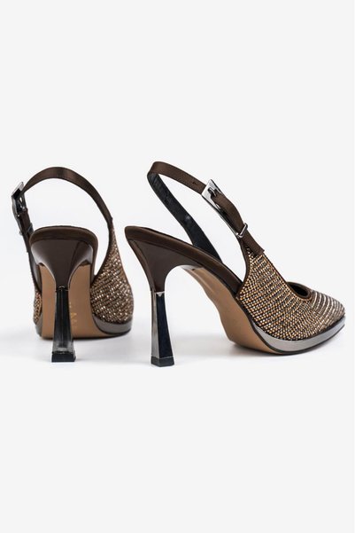 Oxygen Moda Women's Evening Dress Shoes with Stone Print and 9cm Classic Heels