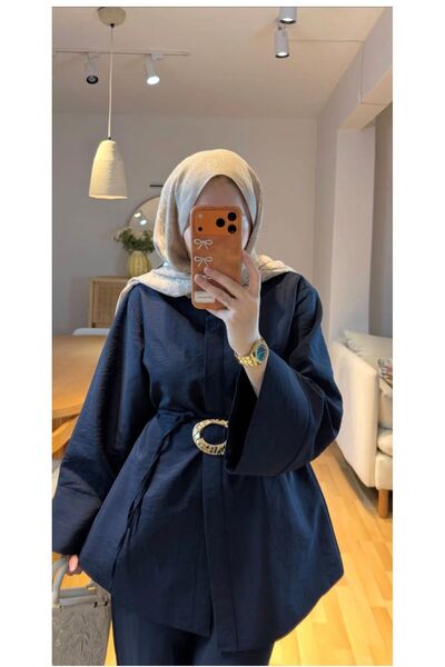 KILIF STORE Costum casual elegant cu detaliu curea, din două piese