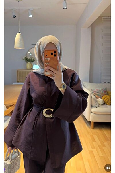 KILIF STORE Costum casual elegant cu detaliu curea, din două piese