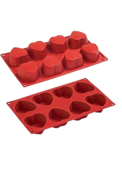 E-ANAMAG Κόκκινη φόρμα ψησίματος σιλικόνης, σε σχήμα καρδιάς