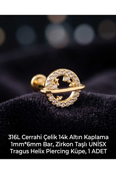 Lunexa 316L Cerrahi Çelik Altın Kaplama Kararmaz Alerji Yapmaz Zirkon Taş Fig...