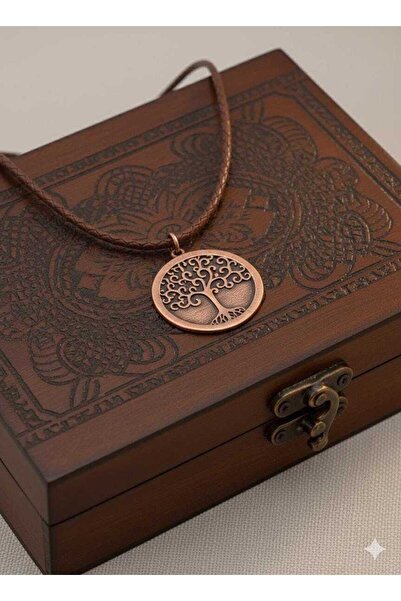 Zib Grips Velvet Copper Hayat Ağacı Bakır Kolye El Yapımı Boho Spiritüel Hedi...