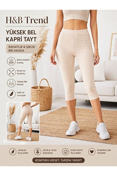 HB TREND Tan Color Capri Leggings, Knee-Length, Suitable for Daily and Sports...