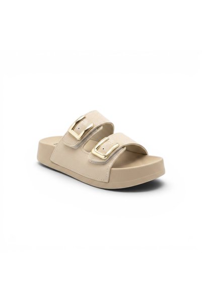 POLEN U Buckle Double-Strapped Women's Slippers - High-Sole and Anatomical Daily Slippers + Socks as a Gift