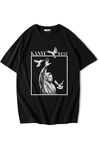 BRZ COLLECTION Unisex oversize Kanye Dove umetnička majica crna