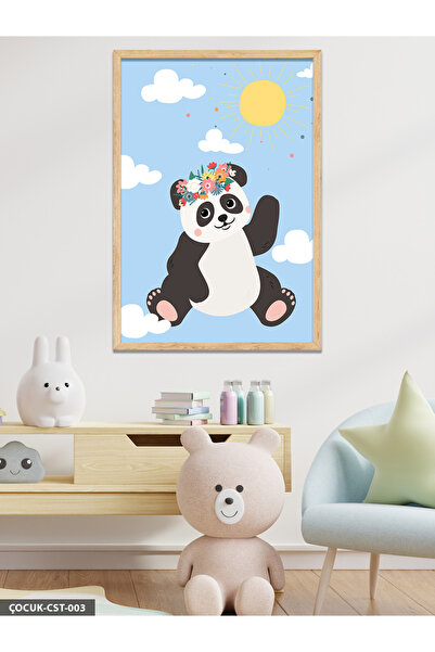Evinemoda Slatka panda na nebu, jednodijelna slika u drvenom okviru
