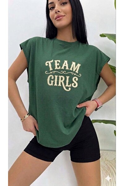 FAVORİST TEAM GIRLS Γυναικείο μπλουζάκι αθλητικού τύπου με στάμπα και μηδενικ...