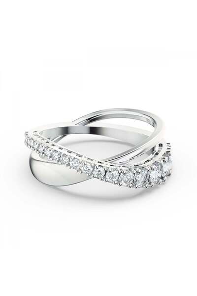 Swarovski Twist Rows Yüzük Beyaz Rodyum Kaplama 60 60