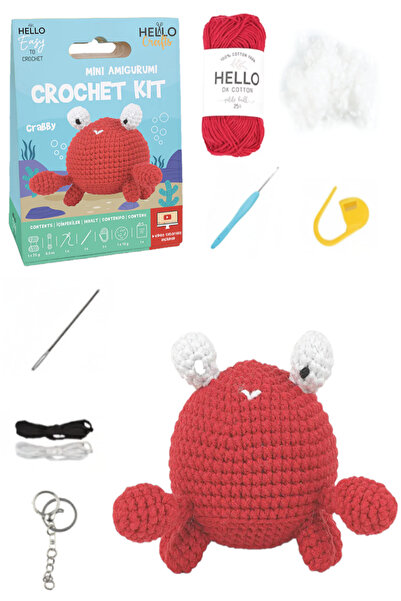 GLANCE Hello Crafts Tığ İşi Mini Amigurumi Kiti Crabby Örgü Seti HC105