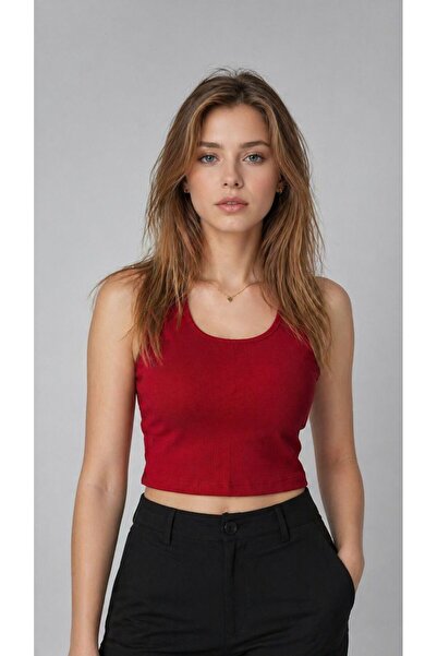 FUNSTYLE Women's Body-Hugging, Stretchy Textured Basic Top Crop