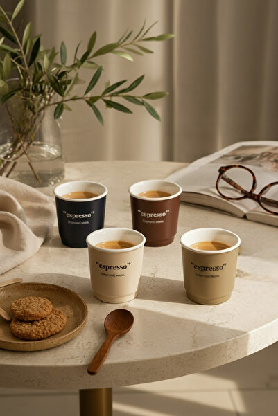 Akayev Mono Porcelain 4-Piece Espresso Cup 90 Cc