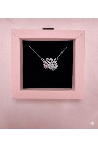 ArtBDesign Pembe Ve Beyaz Renk Kuğu Kolye