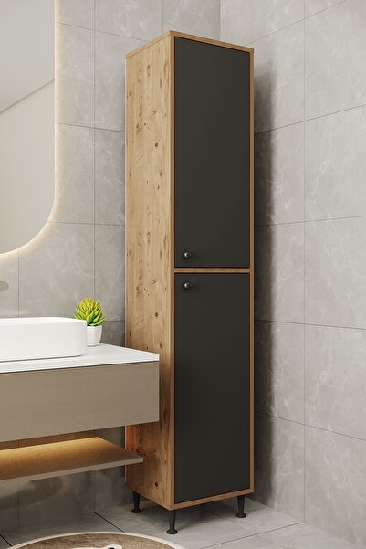 AEKA AE-2027 Lina 2 Kapaklı Çok Amaçlı Dolap 40x180 cm Raflı Dar Yüksek Boy B...