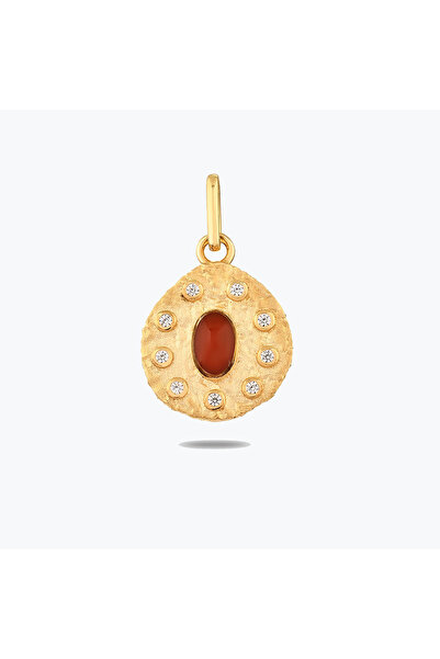 Goldium Jewellery Goldium Kırmızı Taşlı Asimetrik Madalyon Bileklik Charm