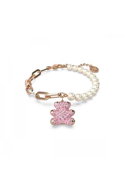 Swarovski Teddy Bileklik Bear Pembe Pembe Altin Rengi Kaplama