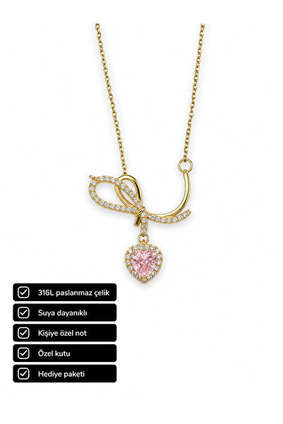 HER ŞEY NOTA www.herseynota.com Bowknot Design Heart Detailed Women's Necklac...