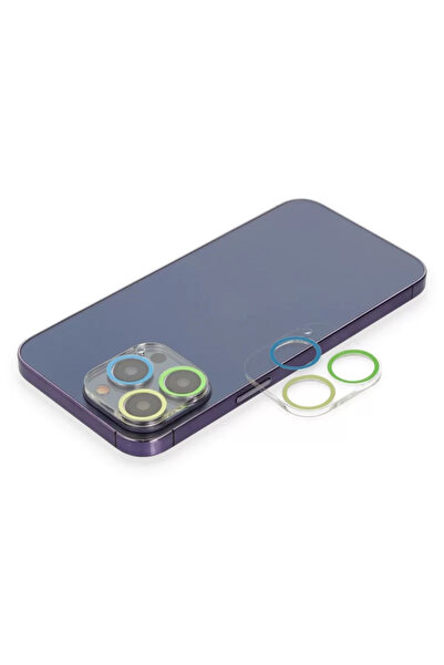 silky glows 13 Pro Colorful Camera Lens Protection Glass Green-Yellow - Premi...