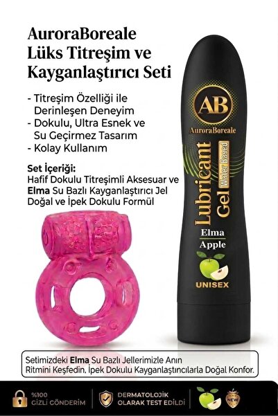 AuroraBoreale Yeşil Elma Aromalı Premium Kayganlaştırcı Jel Titreşimli Halka ...