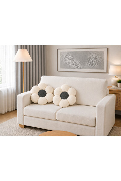SEVHOME CONCEPT Soft Peluş Papatya Kırlent Dekoratif Yıkanabilir